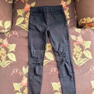 American Eagle The Dream Jean Distressed Black High Rise Jeggings Size 0R
